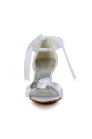 Graceful Satin Wedge Heel Sandals with Bowknot and Imitation Pearl Wedding Shoes(More Colors)