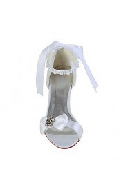 Graceful Satin Wedge Heel Sandals with Bowknot and Imitation Pearl Wedding Shoes(More Colors)