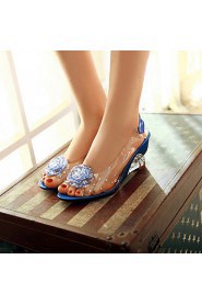 Women's Shoes Heel Wedges / Heels / Peep Toe Sandals / Heels Outdoor / Dress / CasualBlack / Blue / Yellow / Red /