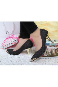 Women's Shoes Leather Kitten Heel Heels/Pointed Toe/Closed Toe Pumps/Heels Dress/Casual Black/Green/Red/Beige