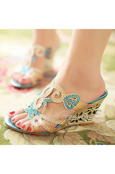 Women's Shoes Heel Wedges / Heels / Peep Toe / Slippers Sandals / Heels / Clogs & Mules Outdoor / Dress / CasualBlue /