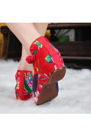 Women's Shoes Old Peking Mary Jane Flat Heel Demin Flats with Embroidery Soft Sole Casual Shoes