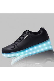 Women's LED Shoes USB charging Flat Heel Comfort Round Toe Fashion Sneakers Casual Black