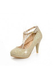 Women's Shoes Round Toe Stiletto Heel Glitter Pumps with Chain Shoes More Colors available