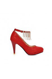 Women's Shoes Round Toe Stiletto Heel Glitter Pumps with Chain Shoes More Colors available