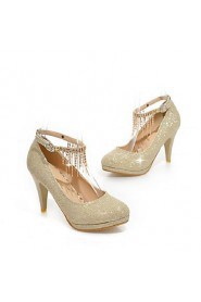 Women's Shoes Round Toe Stiletto Heel Glitter Pumps with Chain Shoes More Colors available