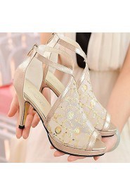 Women's Shoes Stiletto Heel Heels/Peep Toe Sandals Party & Evening/Dress Black/Silver/Gold