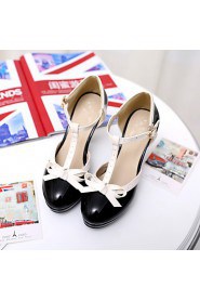 Women's Shoes Leatherette Cone Heel Heels / Platform Heels Office & Career / Dress / Casual Black / Pink / Red