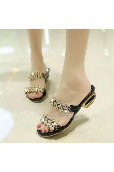 Women's Shoes Chunky Heel Peep Toe Sandals Dress Black/White/Gold