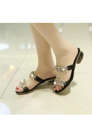 Women's Shoes Chunky Heel Peep Toe Sandals Dress Black/White/Gold