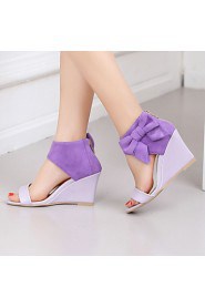 Women's Shoes Heel Wedges / Heels / Peep Toe Sandals / Heels Outdoor / Dress / Casual Pink / Purple / Almond