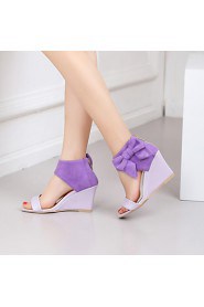 Women's Shoes Heel Wedges / Heels / Peep Toe Sandals / Heels Outdoor / Dress / Casual Pink / Purple / Almond