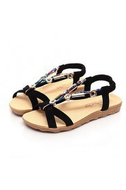 Women's Shoes Vintage Beading Beach Flat Heel Comfort Sandals Dress Black / Red / Beige