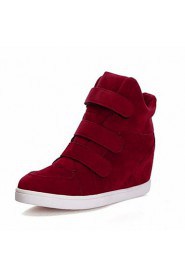 Women's Shoes Faux Wedge Heel Wedges / Round Toe Fashion Sneakers Casual Black / Red