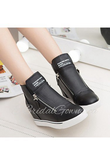 Women's Shoes Wedge Heel Round Toe Fashion Sneakers Casual Black / White