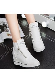 Women's Shoes Wedge Heel Round Toe Fashion Sneakers Casual Black / White