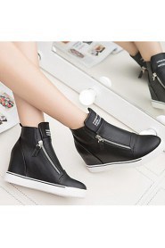 Women's Shoes Wedge Heel Round Toe Fashion Sneakers Casual Black / White