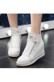 Women's Shoes Wedge Heel Round Toe Fashion Sneakers Casual Black / White