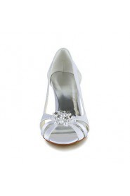 Satin Stiletto Heel Pumps Sandals with Rhinestone Wedding Shoes(More Colors)