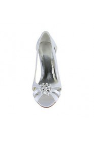 Satin Stiletto Heel Pumps Sandals with Rhinestone Wedding Shoes(More Colors)