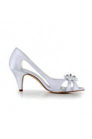 Satin Stiletto Heel Pumps Sandals with Rhinestone Wedding Shoes(More Colors)