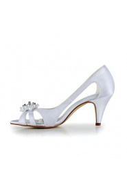 Satin Stiletto Heel Pumps Sandals with Rhinestone Wedding Shoes(More Colors)