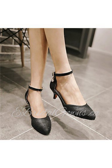 Women's Shoes Kitten Heel Pointed Toe Pumps/Heels Dress/Casual Black/Purple/Gold