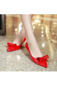 Women's Shoes Leatherette Low Heel Pointed Toe Flats Outdoor / Office & Career / Casual Black / Pink / Red / White