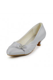 Women's Shoes Silk / Leatherette Low Heel Heels Heels Wedding / Party & Evening / Dress White / Beige