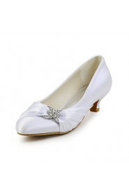 Women's Shoes Silk / Leatherette Low Heel Heels Heels Wedding / Party & Evening / Dress White / Beige