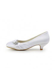 Women's Shoes Silk / Leatherette Low Heel Heels Heels Wedding / Party & Evening / Dress White / Beige