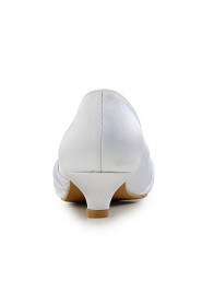 Women's Shoes Silk / Leatherette Low Heel Heels Heels Wedding / Party & Evening / Dress White / Beige