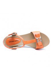 Women's Low Wedge Heel Leather Sandals (orange)