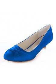 Women's Shoes Silk Low Heel Heels / Round Toe Heels Wedding / Dress Blue / Purple / Red / Ivory / Champagne