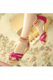 Women's Shoes Heel Wedges / Heels / Toe Ring Sandals / Heels Outdoor / Dress / Casual Black / Blue / Pink/628