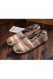 Women's Shoes Canvas Flat Heel Comfort Loafers Outdoor/Office & Career/Casual Blue/Brown/Red