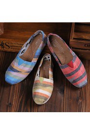 Women's Shoes Canvas Flat Heel Comfort Loafers Outdoor/Office & Career/Casual Blue/Brown/Red