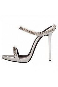 Women's Shoes Leatherette Stiletto Heel Open Toe Sandals Office & Career / Party & Evening / Dress Silver