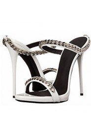 Women's Shoes Leatherette Stiletto Heel Open Toe Sandals Office & Career / Party & Evening / Dress Silver