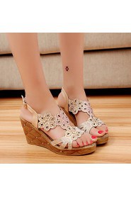 Women's Shoes Heel Wedges / Heels / Peep Toe / Platform Sandals / Heels Outdoor / Dress / Casual Black / Almond