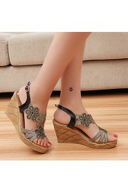 Women's Shoes Heel Wedges / Heels / Peep Toe / Platform Sandals / Heels Outdoor / Dress / Casual Black / Almond