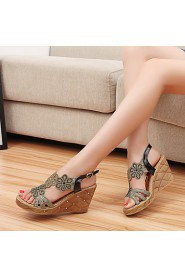 Women's Shoes Heel Wedges / Heels / Peep Toe / Platform Sandals / Heels Outdoor / Dress / Casual Black / Almond