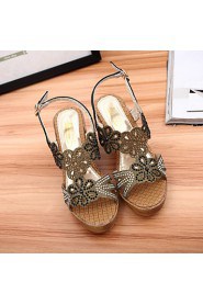 Women's Shoes Heel Wedges / Heels / Peep Toe / Platform Sandals / Heels Outdoor / Dress / Casual Black / Almond