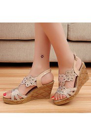 Women's Shoes Heel Wedges / Heels / Peep Toe / Platform Sandals / Heels Outdoor / Dress / Casual Black / Almond