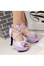 Women's Shoes Leatherette Chunky Heel Heels / Peep Toe Sandals Outdoor / Dress / Casual Black / Pink / Purple / Beige