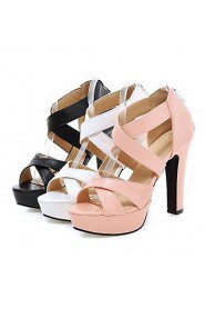 Women's Shoes Chunky Heel Platform/Open Toe Sandals Party & Evening/Dress Black/Pink/Purple/Beige