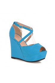 Women's Shoes Heel Wedges / Heels / Peep Toe / Platform Sandals / Heels Outdoor / Dress / CasualBlack / Blue / Almond