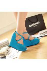 Women's Shoes Heel Wedges / Heels / Peep Toe / Platform Sandals / Heels Outdoor / Dress / CasualBlack / Blue / Almond