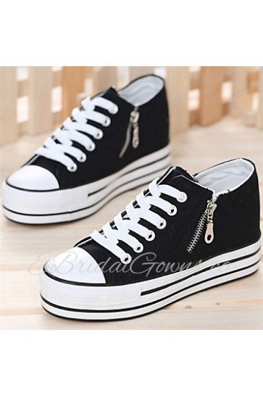 Women's Shoes Flat Heel Round Toe Fashion Sneakers Casual Black/Blue/Red/White