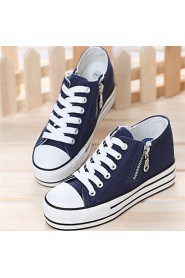 Women's Shoes Flat Heel Round Toe Fashion Sneakers Casual Black/Blue/Red/White